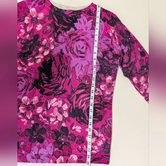 Talbots Pink Floral Cashmere Sweater - Picture 10 of 11